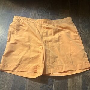 Lands End Men' Swim Trunks Orange Mesh Lined Drawstring Pockets 5.5 Med (32/34)